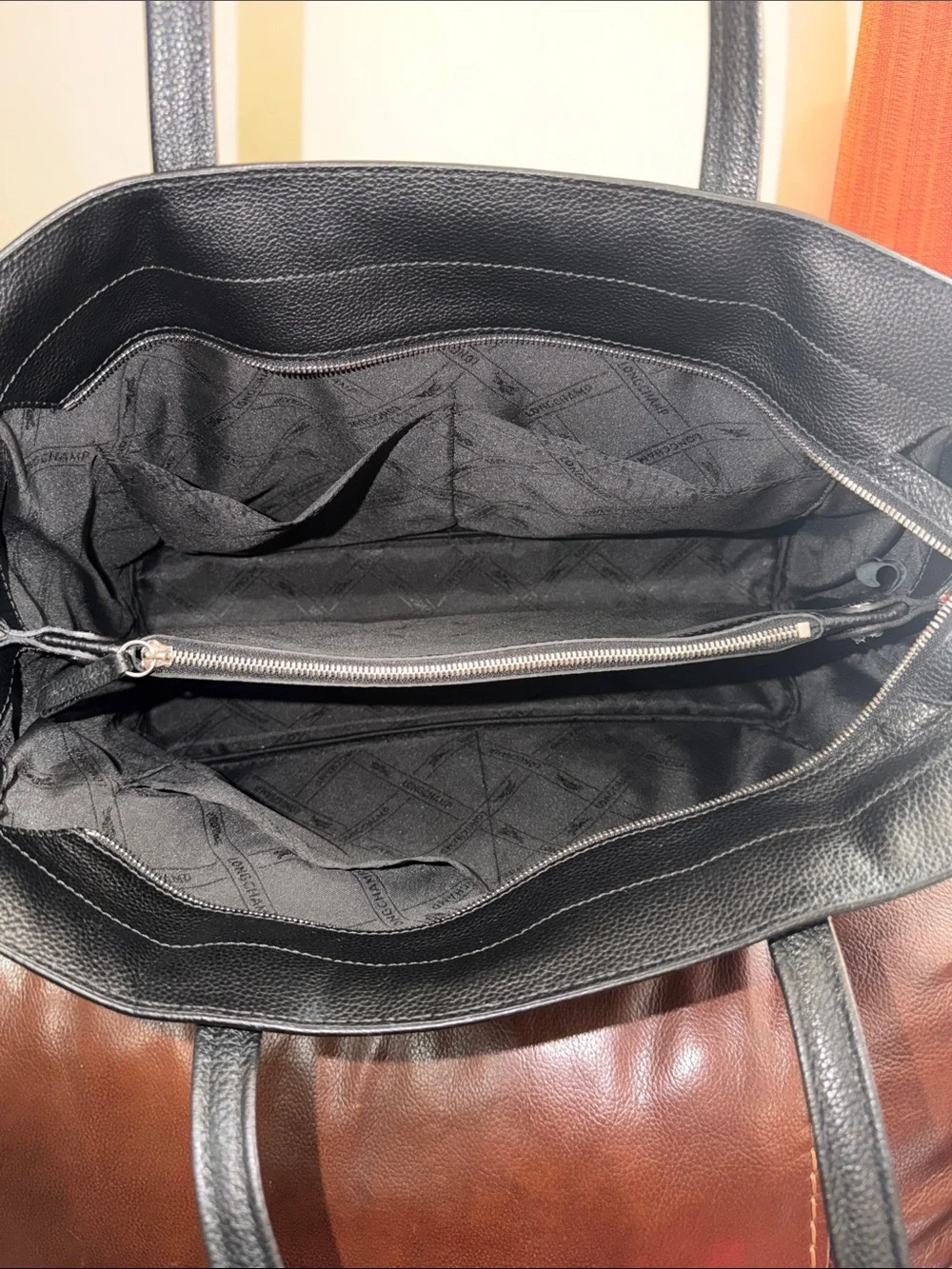 ‼️Longchamp Le Foulonne Black Leather Shoulder Bag